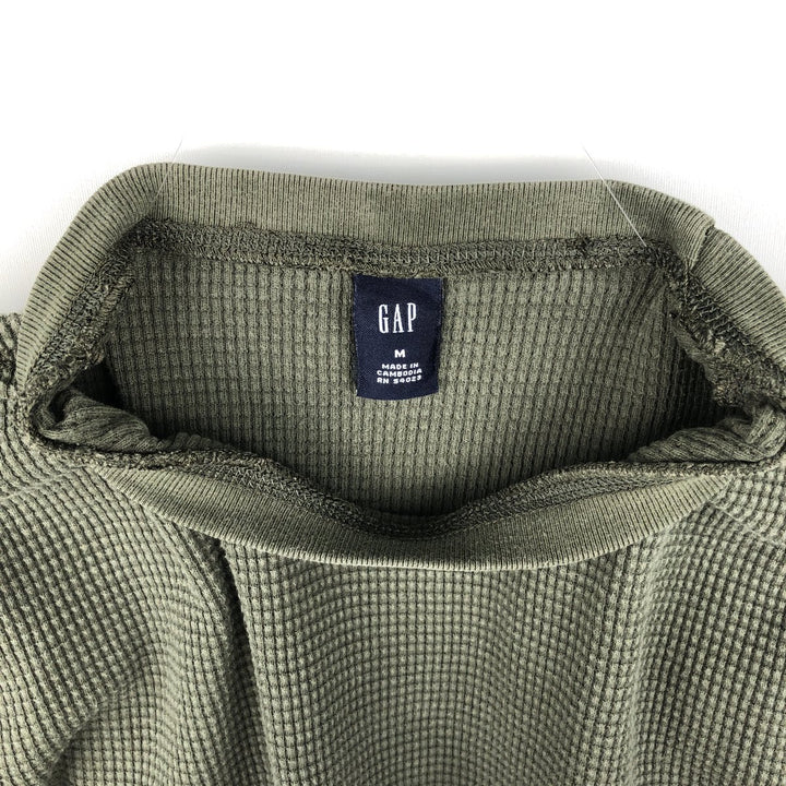 2000'S GAP Thermal Long T-Shirt, Waffle, Men's Size M cotton Khaki type Vintage Second Hand