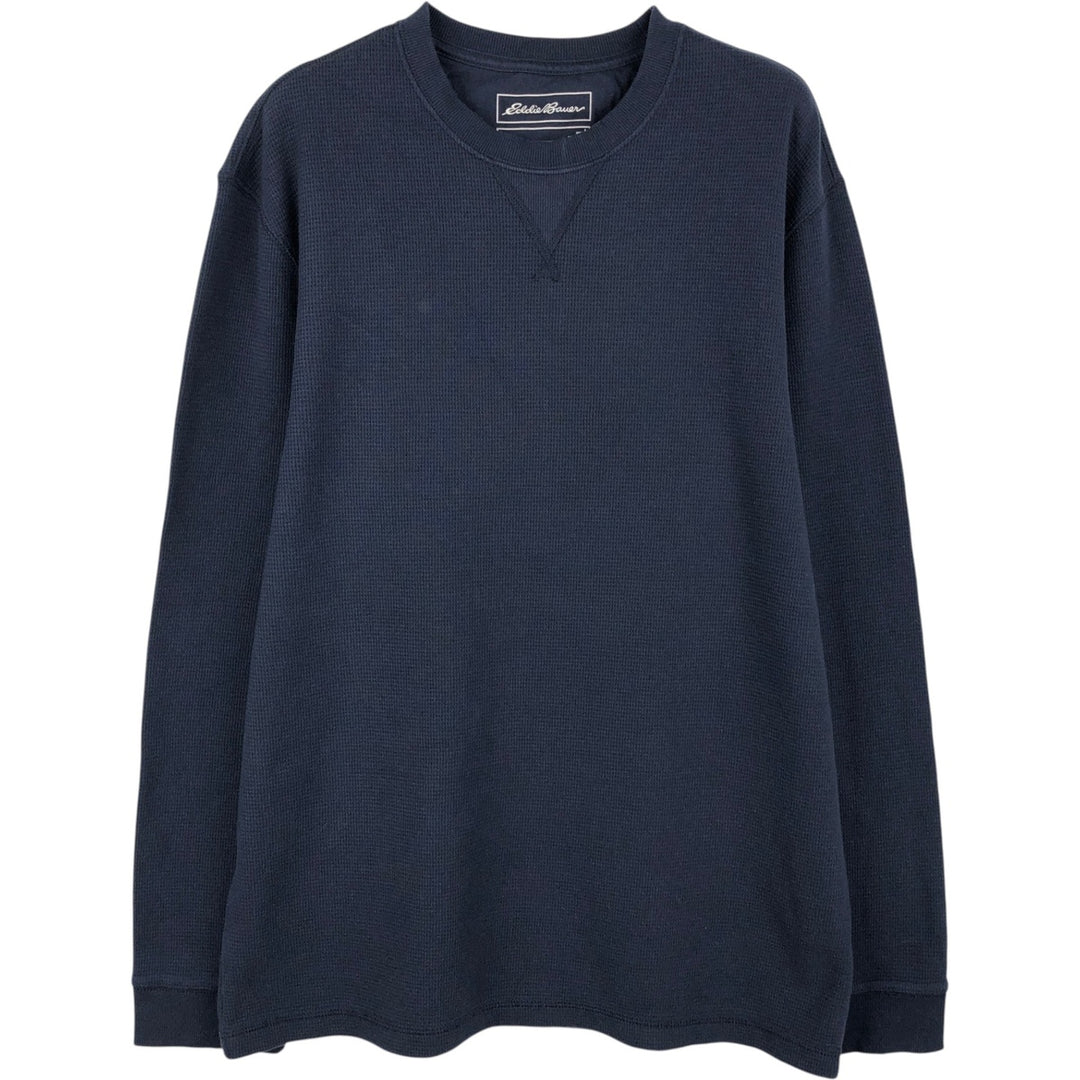 Eddie Bauer Thermal Long-Sleeve T-Shirt, Men's Size L (approx.) cotton navy blue type Vintage Second Hand