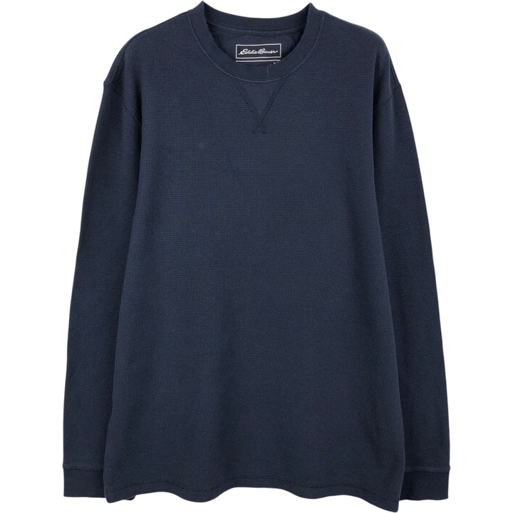 Eddie Bauer Thermal Long-Sleeve T-Shirt, Men's Size L (approx.) cotton navy blue type Vintage Second Hand