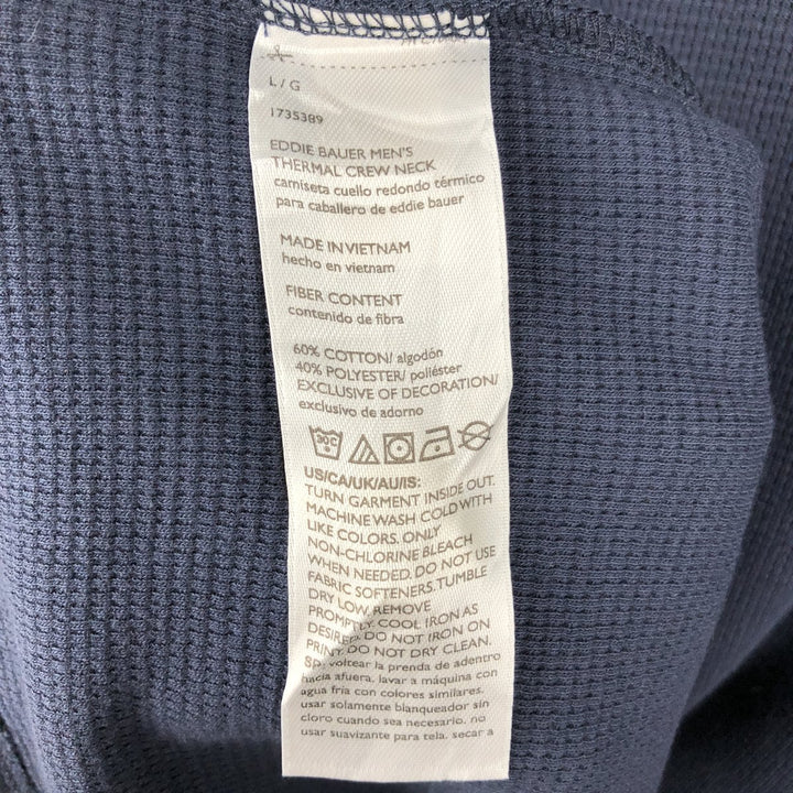 Eddie Bauer Thermal Long-Sleeve T-Shirt, Men's Size L (approx.) cotton navy blue type Vintage Second Hand