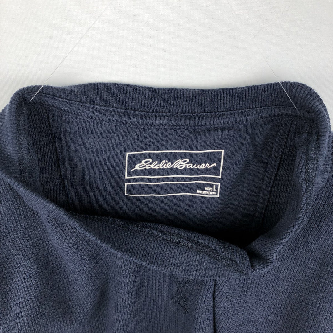 Eddie Bauer Thermal Long-Sleeve T-Shirt, Men's Size L (approx.) cotton navy blue type Vintage Second Hand