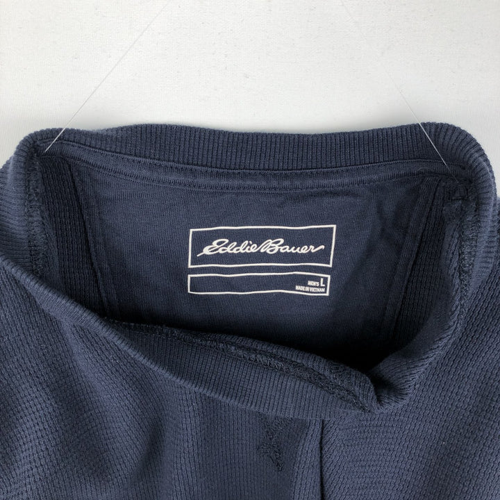 Eddie Bauer Thermal Long-Sleeve T-Shirt, Men's Size L (approx.) cotton navy blue type Vintage Second Hand