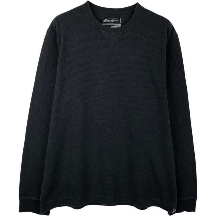 Eddie Bauer Thermal Ron T-shirt, Waffle, Men's L size cotton black type Vintage Second Hand