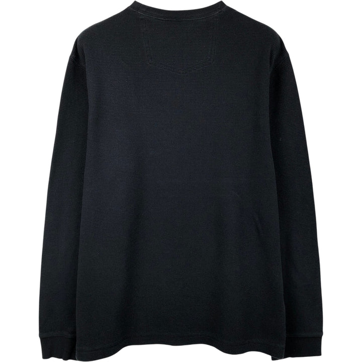 Eddie Bauer Thermal Ron T-shirt, Waffle, Men's L size cotton black type Vintage Second Hand