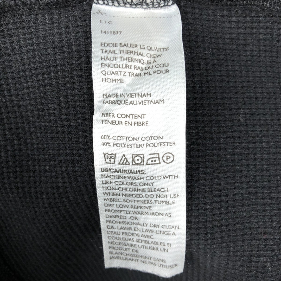 Eddie Bauer Thermal Ron T-shirt, Waffle, Men's L size cotton black type Vintage Second Hand