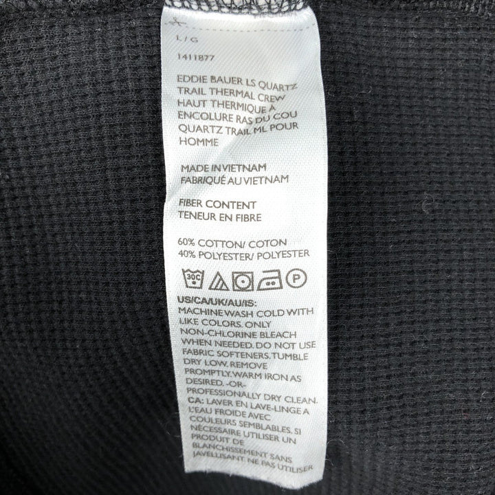 Eddie Bauer Thermal Ron T-shirt, Waffle, Men's L size cotton black type Vintage Second Hand