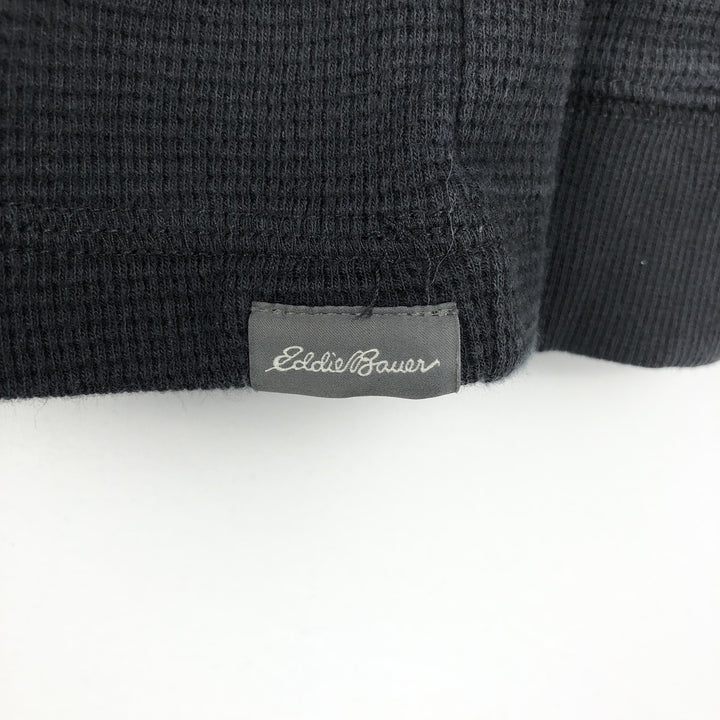 Eddie Bauer Thermal Ron T-shirt, Waffle, Men's L size cotton black type Vintage Second Hand