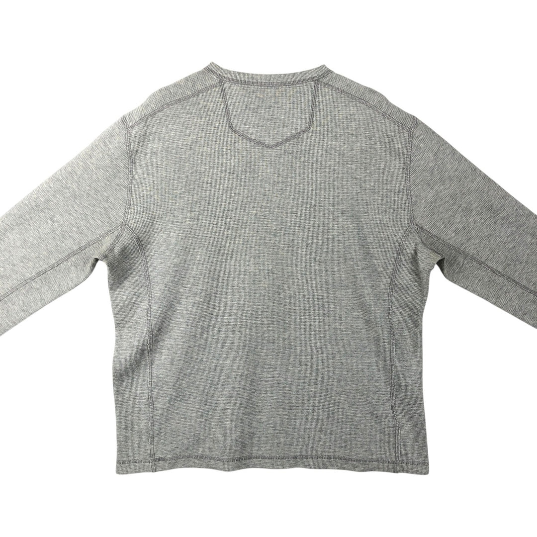 Eddie Bauer Henley Neck Thermal Long T-Shirt Waffle Men's M Size cotton gray type Vintage Second Hand