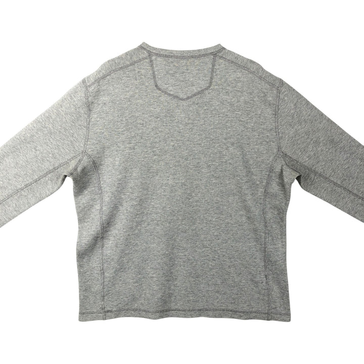 Eddie Bauer Henley Neck Thermal Long T-Shirt Waffle Men's M Size cotton gray type Vintage Second Hand