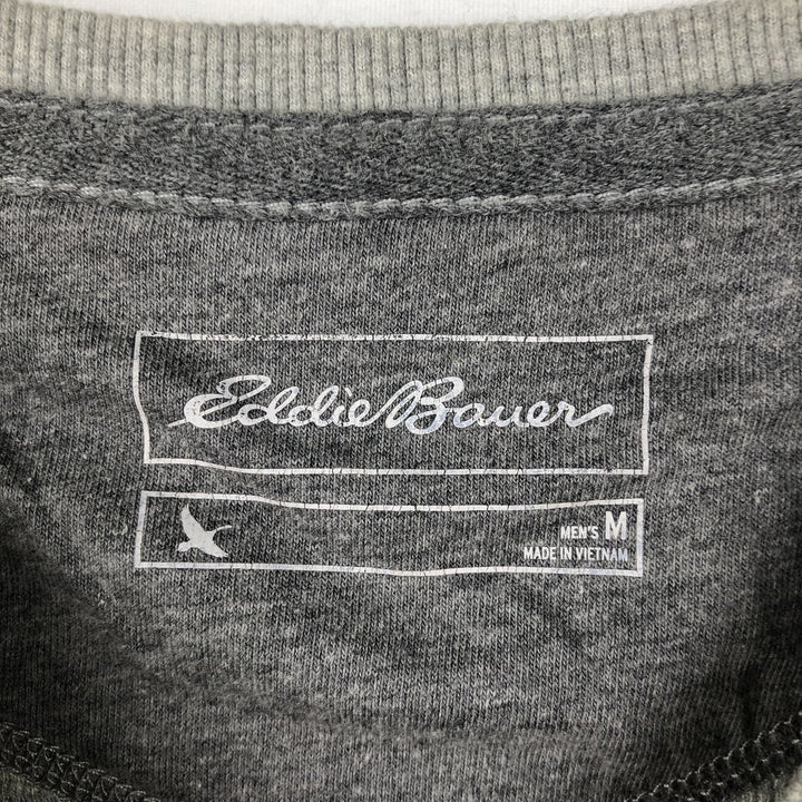Eddie Bauer Henley Neck Thermal Long T-Shirt Waffle Men's M Size cotton gray type Vintage Second Hand