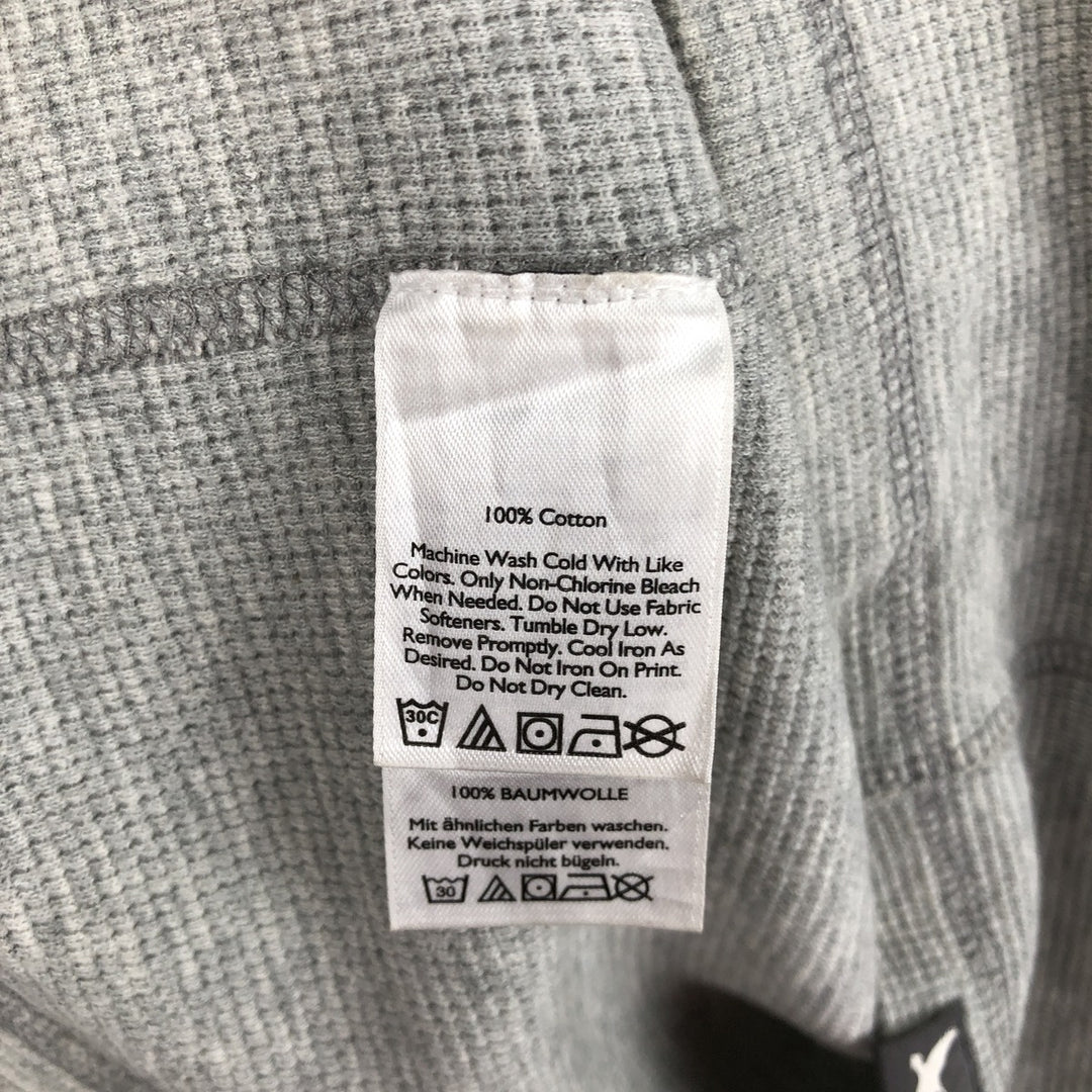 Eddie Bauer Henley Neck Thermal Long T-Shirt Waffle Men's M Size cotton gray type Vintage Second Hand
