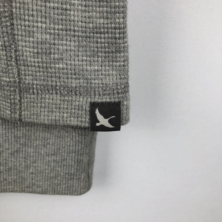 Eddie Bauer Henley Neck Thermal Long T-Shirt Waffle Men's M Size cotton gray type Vintage Second Hand