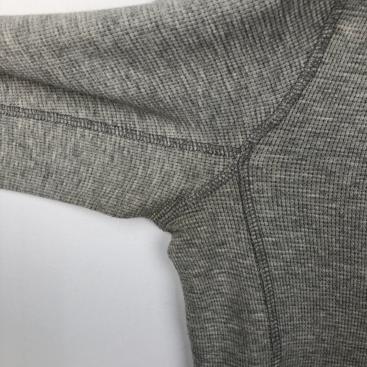 Eddie Bauer Henley Neck Thermal Long T-Shirt Waffle Men's M Size cotton gray type Vintage Second Hand