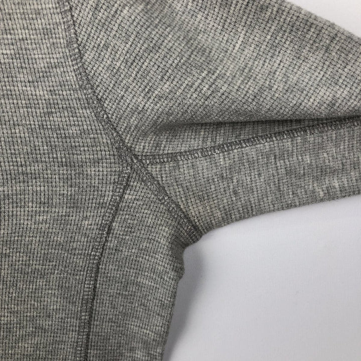 Eddie Bauer Henley Neck Thermal Long T-Shirt Waffle Men's M Size cotton gray type Vintage Second Hand