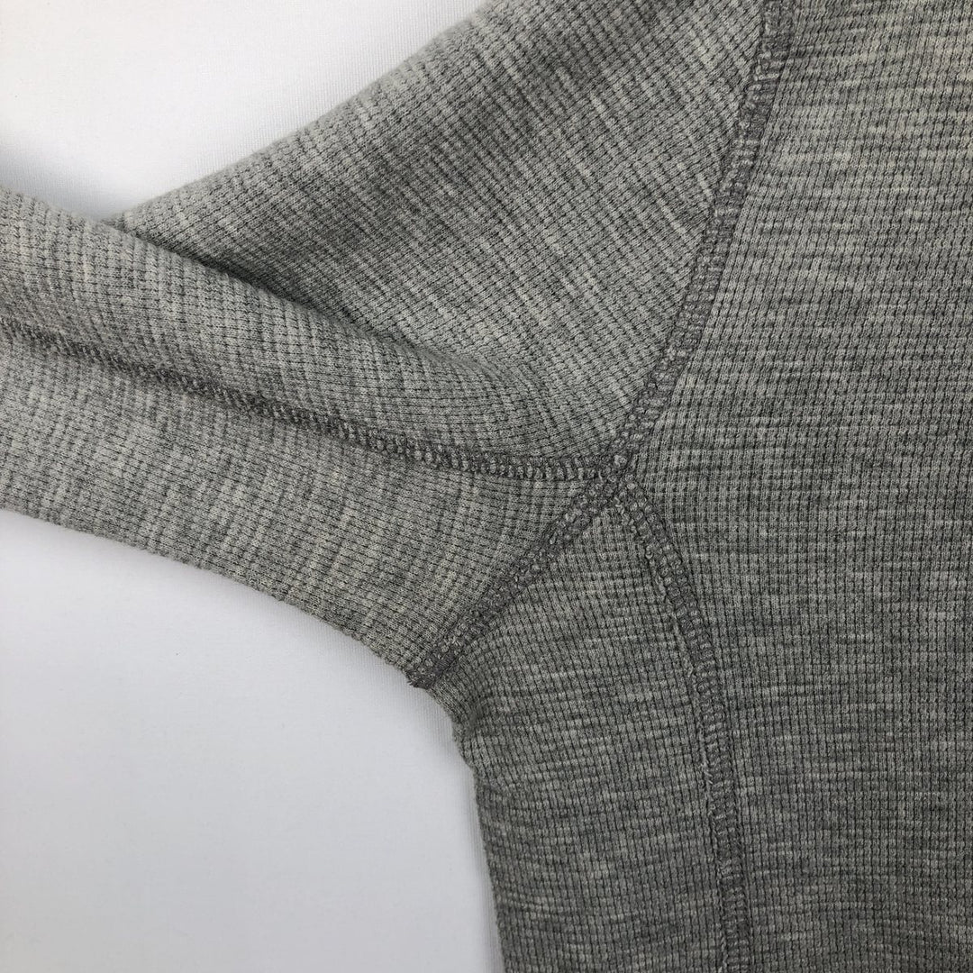 Eddie Bauer Henley Neck Thermal Long T-Shirt Waffle Men's M Size cotton gray type Vintage Second Hand