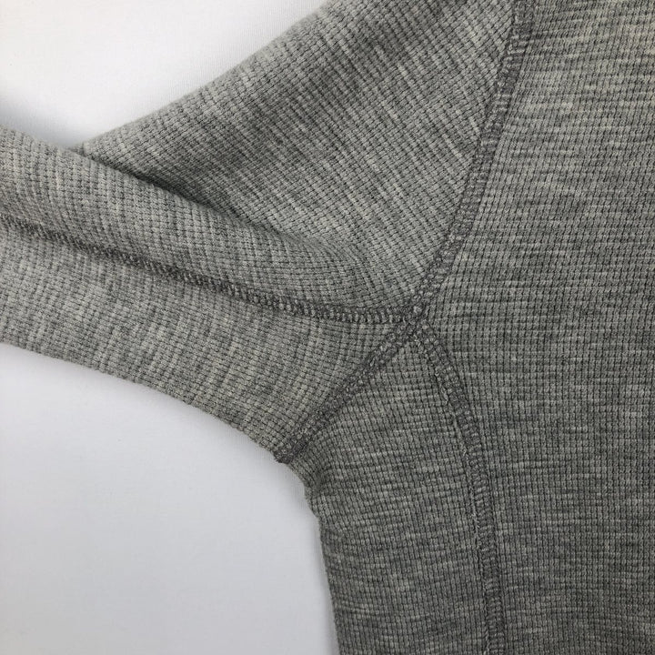 Eddie Bauer Henley Neck Thermal Long T-Shirt Waffle Men's M Size cotton gray type Vintage Second Hand