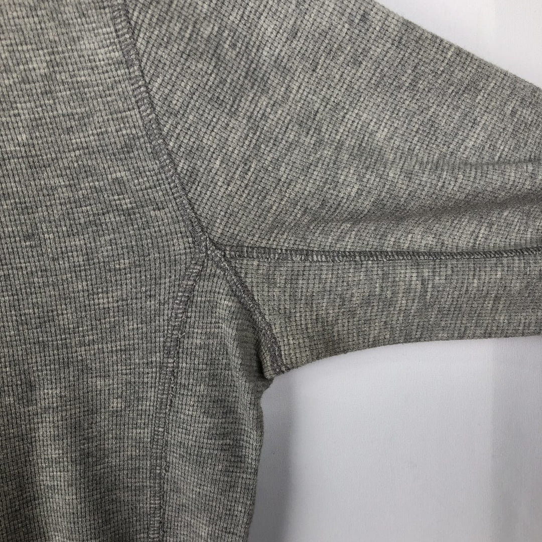 Eddie Bauer Henley Neck Thermal Long T-Shirt Waffle Men's M Size cotton gray type Vintage Second Hand