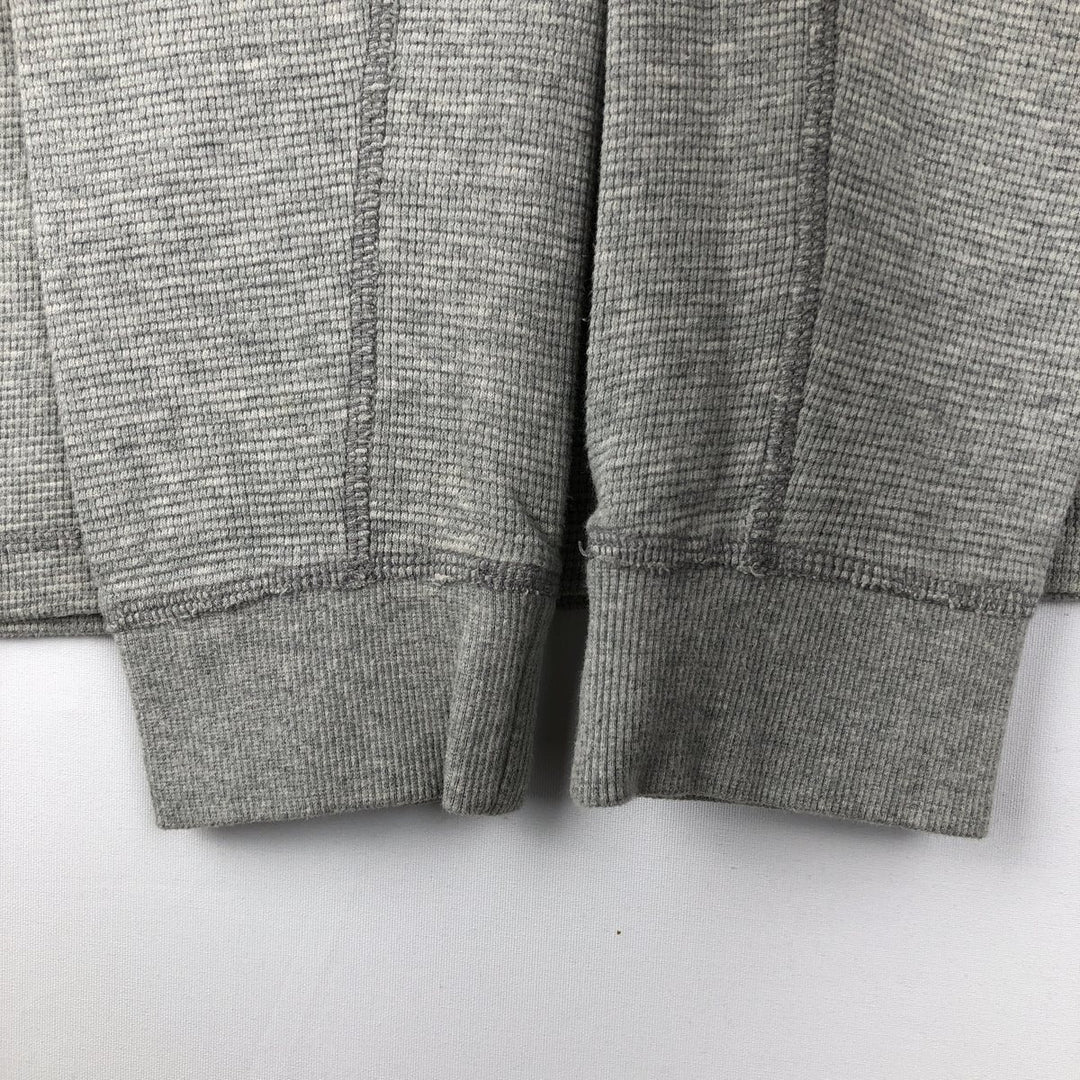 Eddie Bauer Henley Neck Thermal Long T-Shirt Waffle Men's M Size cotton gray type Vintage Second Hand