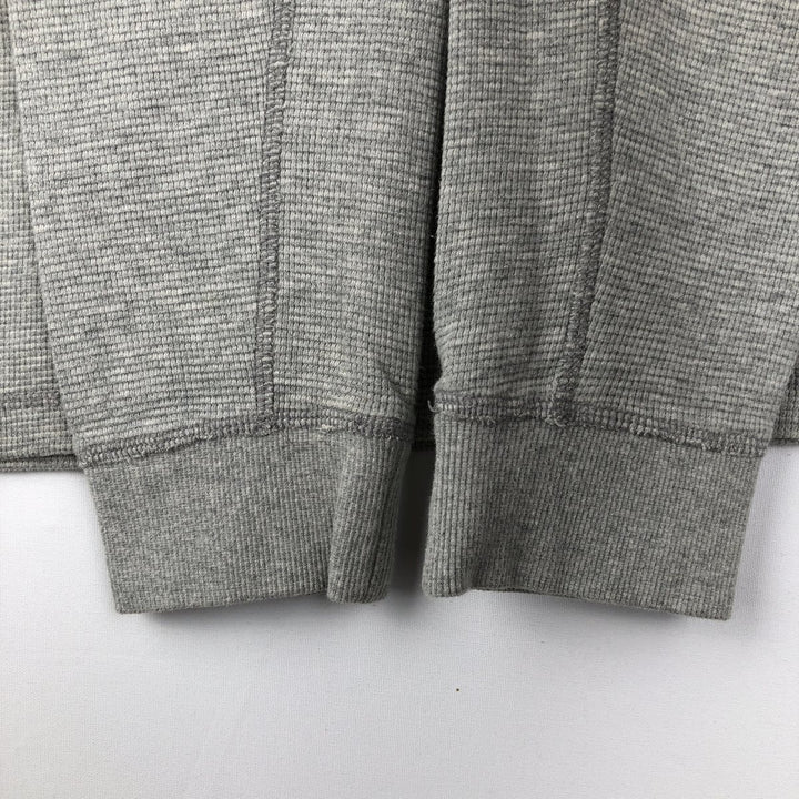 Eddie Bauer Henley Neck Thermal Long T-Shirt Waffle Men's M Size cotton gray type Vintage Second Hand