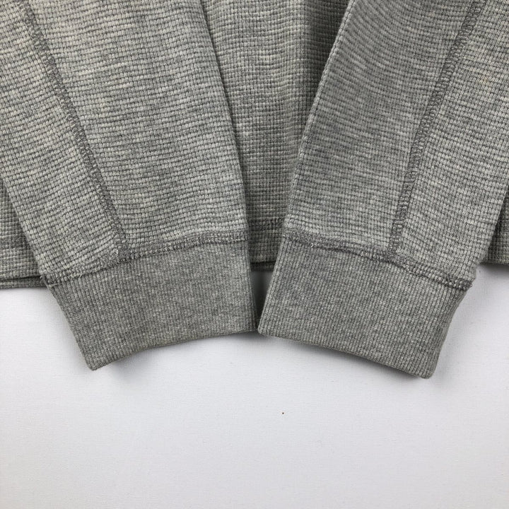 Eddie Bauer Henley Neck Thermal Long T-Shirt Waffle Men's M Size cotton gray type Vintage Second Hand