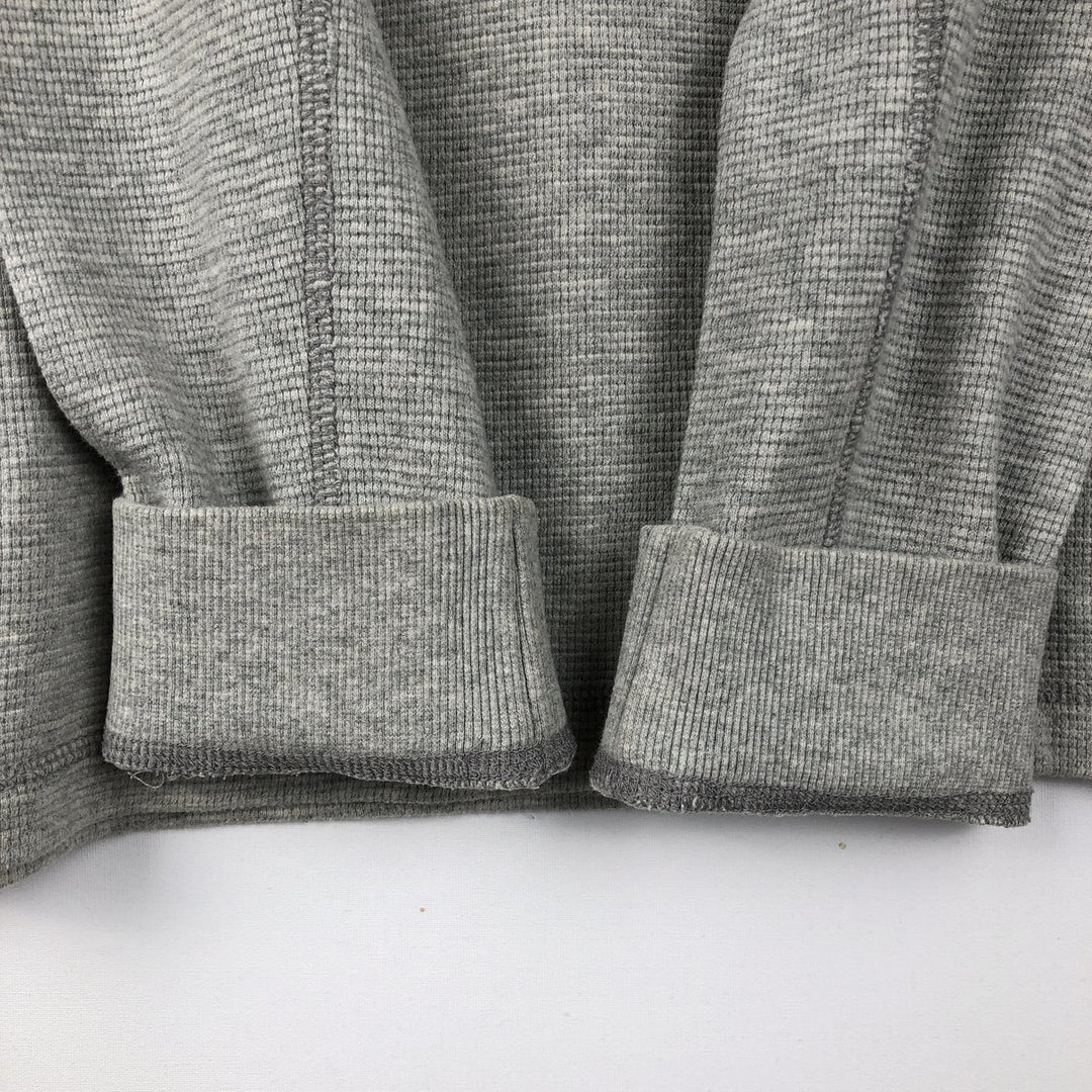 Eddie Bauer Henley Neck Thermal Long T-Shirt Waffle Men's M Size cotton gray type Vintage Second Hand