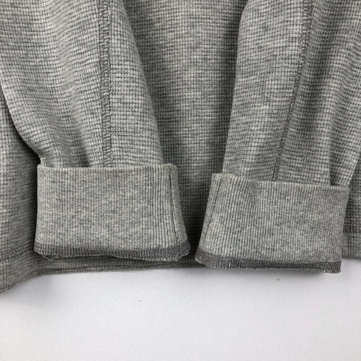 Eddie Bauer Henley Neck Thermal Long T-Shirt Waffle Men's M Size cotton gray type Vintage Second Hand