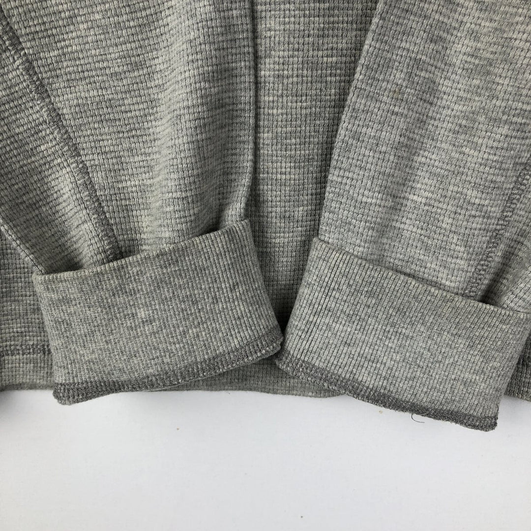 Eddie Bauer Henley Neck Thermal Long T-Shirt Waffle Men's M Size cotton gray type Vintage Second Hand