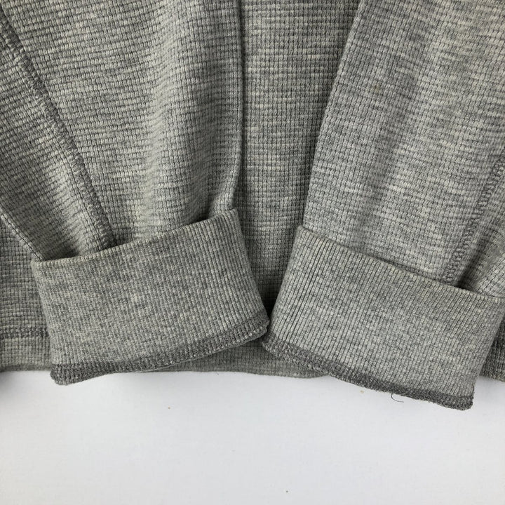 Eddie Bauer Henley Neck Thermal Long T-Shirt Waffle Men's M Size cotton gray type Vintage Second Hand