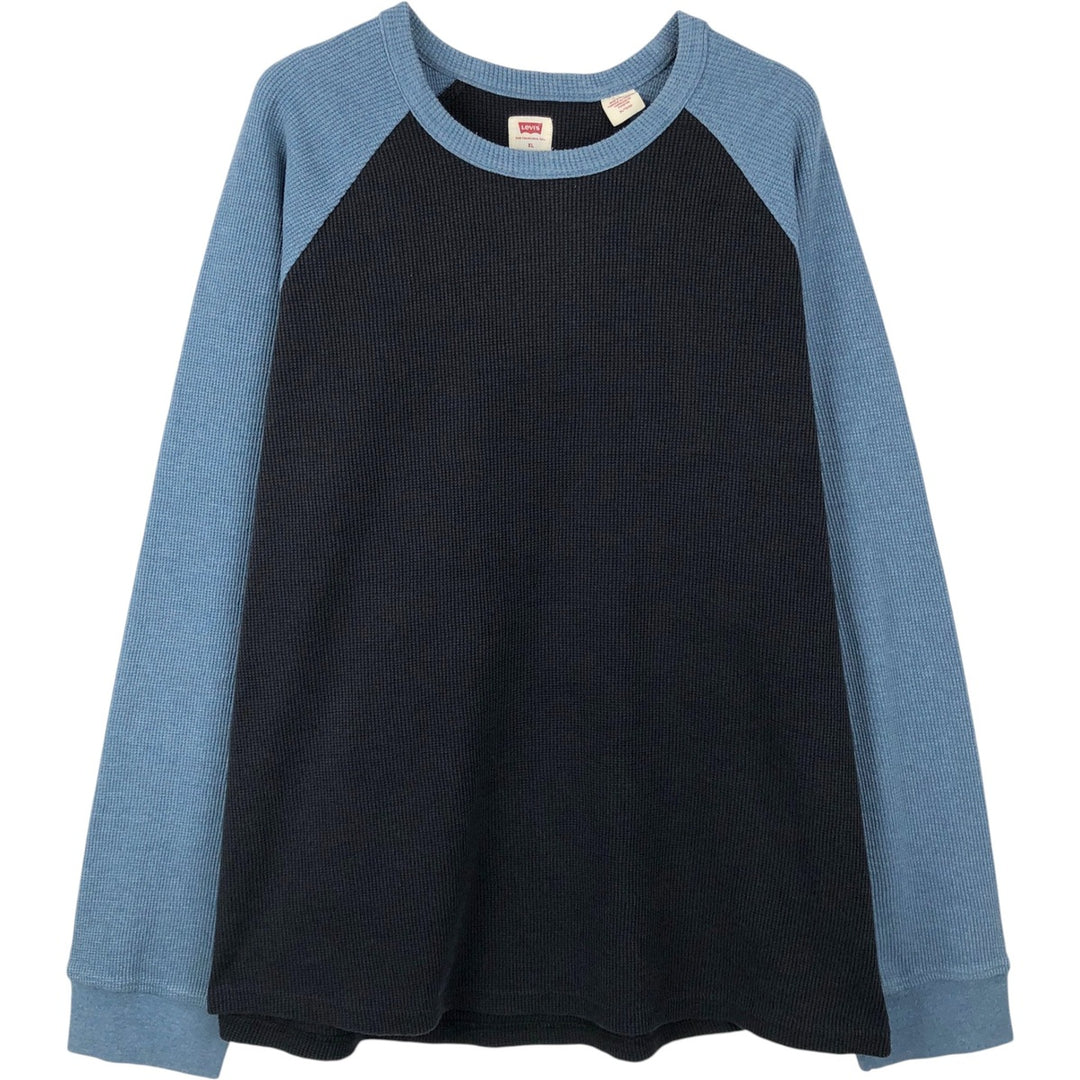 Levi's Thermal Long-Sleeve Waffle T-Shirt, Men's Size XL (equivalent) cotton black type Vintage Second Hand