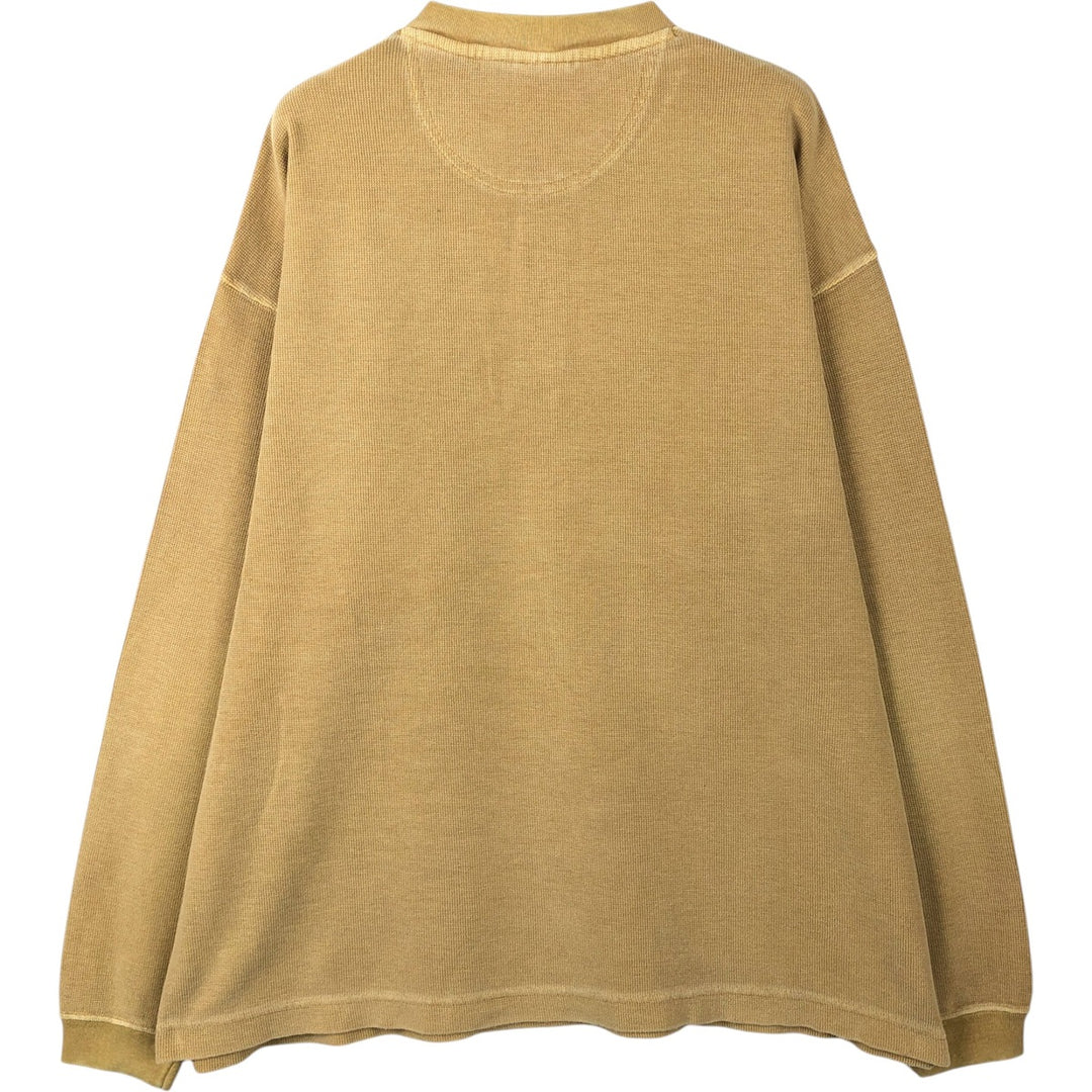 Woolrich Henley Neck Thermal Long-Sleeve T-Shirt, Men's Size L (approx.) cotton Beige type Vintage Second Hand
