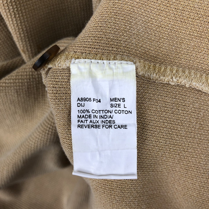 Woolrich Henley Neck Thermal Long-Sleeve T-Shirt, Men's Size L (approx.) cotton Beige type Vintage Second Hand