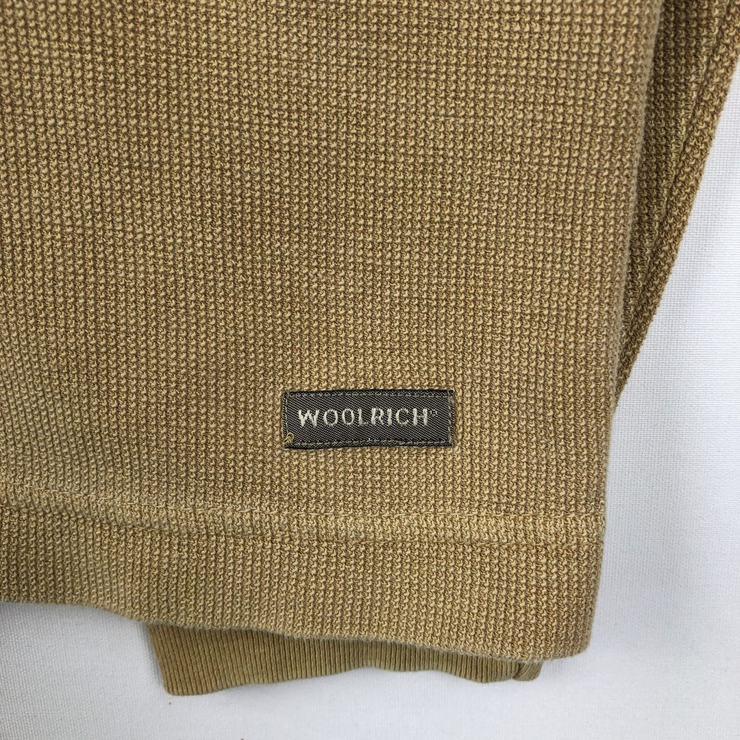 Woolrich Henley Neck Thermal Long-Sleeve T-Shirt, Men's Size L (approx.) cotton Beige type Vintage Second Hand