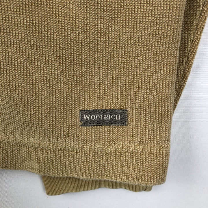 Woolrich Henley Neck Thermal Long-Sleeve T-Shirt, Men's Size L (approx.) cotton Beige type Vintage Second Hand