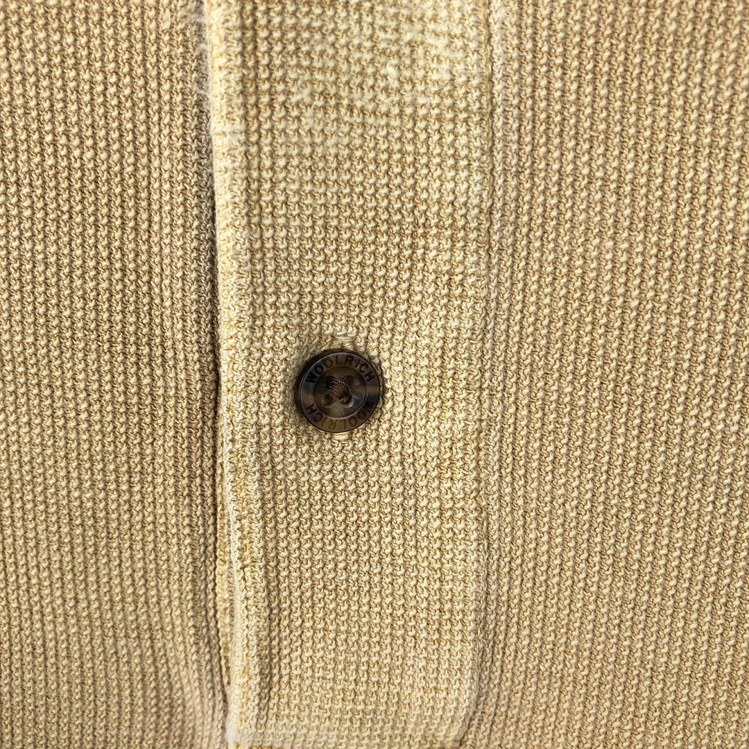 Woolrich Henley Neck Thermal Long-Sleeve T-Shirt, Men's Size L (approx.) cotton Beige type Vintage Second Hand