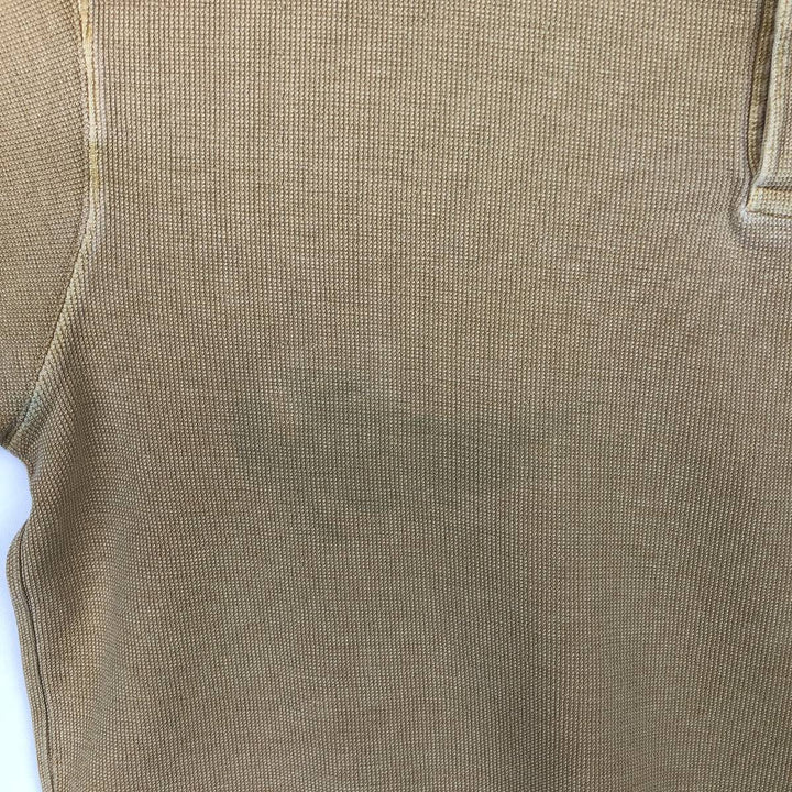 Woolrich Henley Neck Thermal Long-Sleeve T-Shirt, Men's Size L (approx.) cotton Beige type Vintage Second Hand