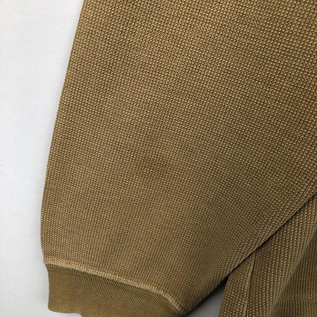 Woolrich Henley Neck Thermal Long-Sleeve T-Shirt, Men's Size L (approx.) cotton Beige type Vintage Second Hand