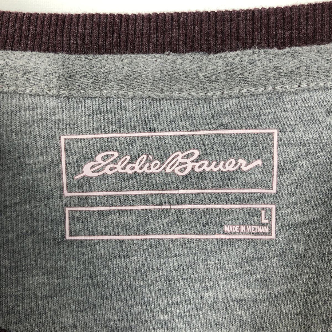 Eddie Bauer Men's Thermal Long Sleeve T-Shirt, Waffle Henley, Size L cotton red type reddish brown Vintage Second Hand