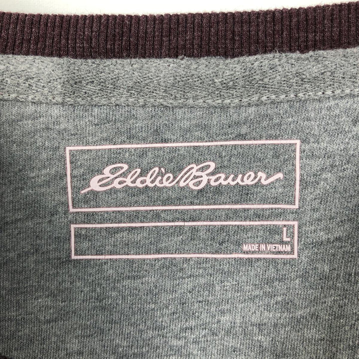 Eddie Bauer Men's Thermal Long Sleeve T-Shirt, Waffle Henley, Size L cotton red type reddish brown Vintage Second Hand