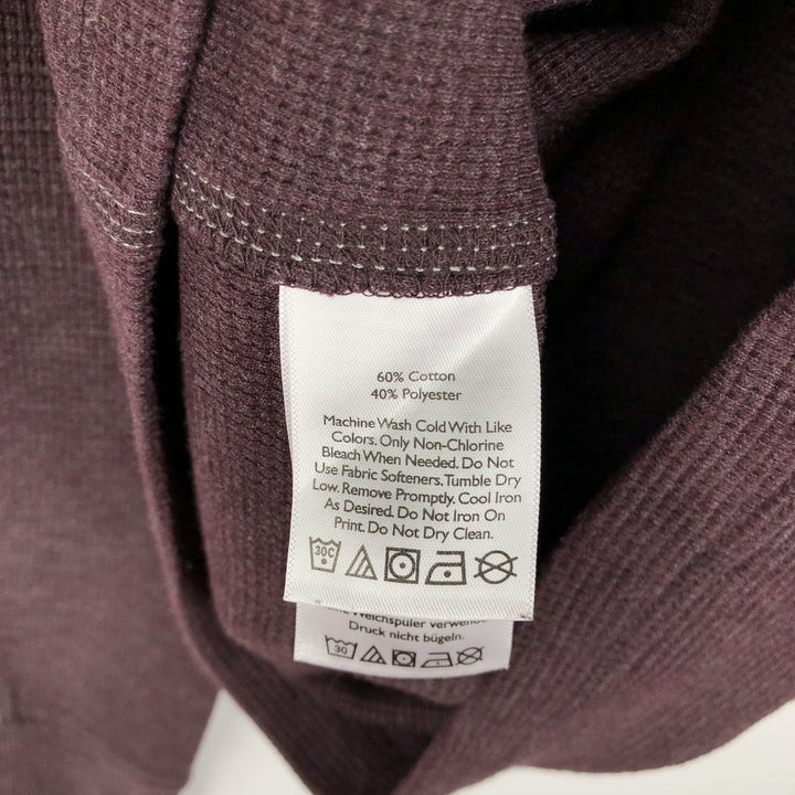 Eddie Bauer Men's Thermal Long Sleeve T-Shirt, Waffle Henley, Size L cotton red type reddish brown Vintage Second Hand