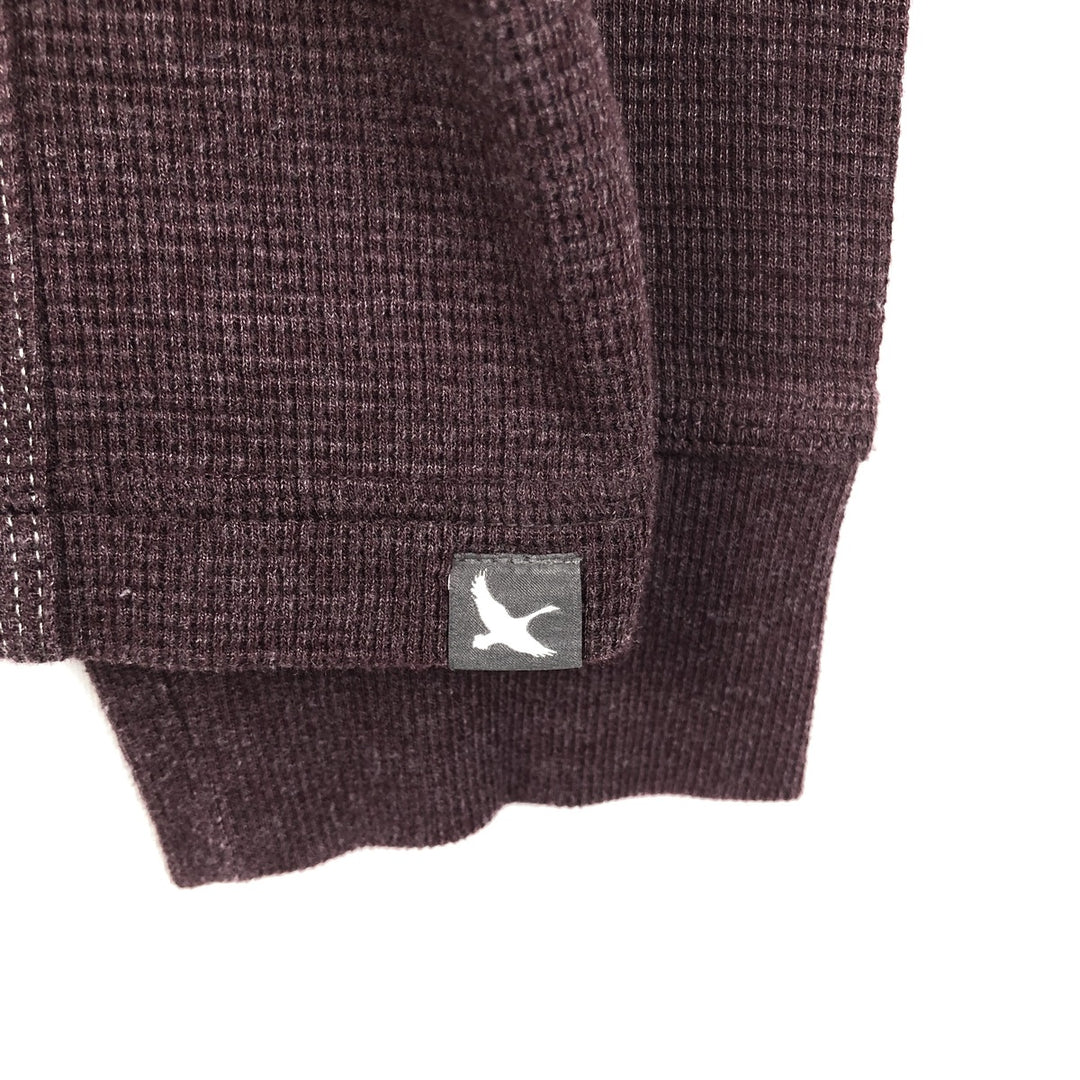 Eddie Bauer Men's Thermal Long Sleeve T-Shirt, Waffle Henley, Size L cotton red type reddish brown Vintage Second Hand