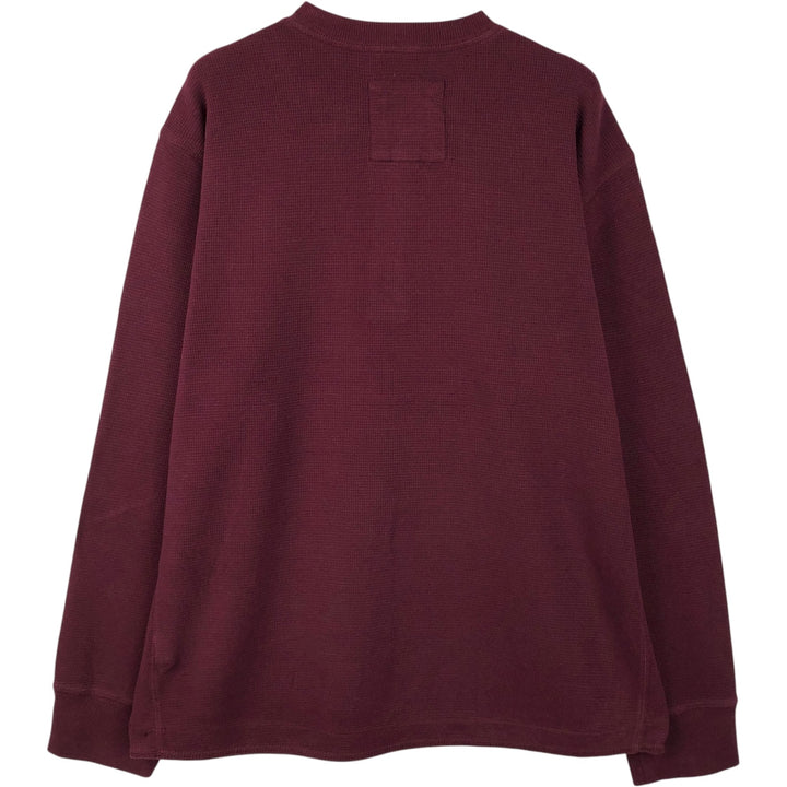 Eddie Bauer Men's Thermal Long Sleeve T-Shirt, Waffle Henley, Size L cotton Red type red-purple Vintage Second Hand