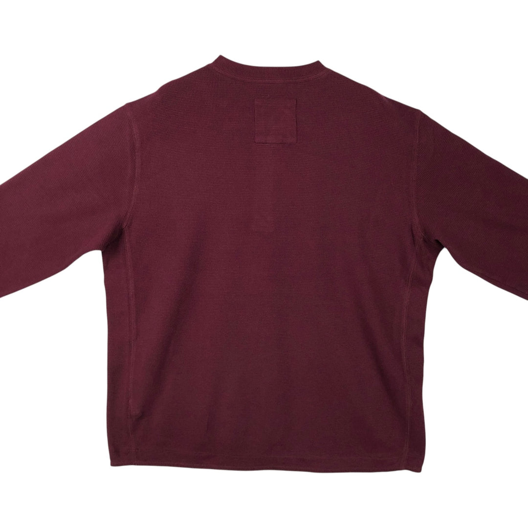 Eddie Bauer Men's Thermal Long Sleeve T-Shirt, Waffle Henley, Size L cotton Red type red-purple Vintage Second Hand