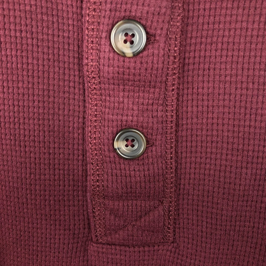 Eddie Bauer Men's Thermal Long Sleeve T-Shirt, Waffle Henley, Size L cotton Red type red-purple Vintage Second Hand