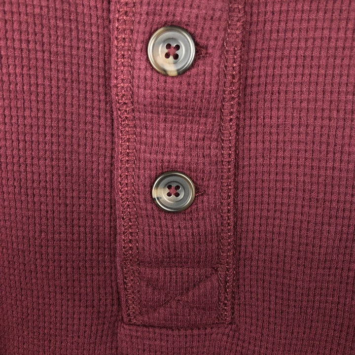Eddie Bauer Men's Thermal Long Sleeve T-Shirt, Waffle Henley, Size L cotton Red type red-purple Vintage Second Hand