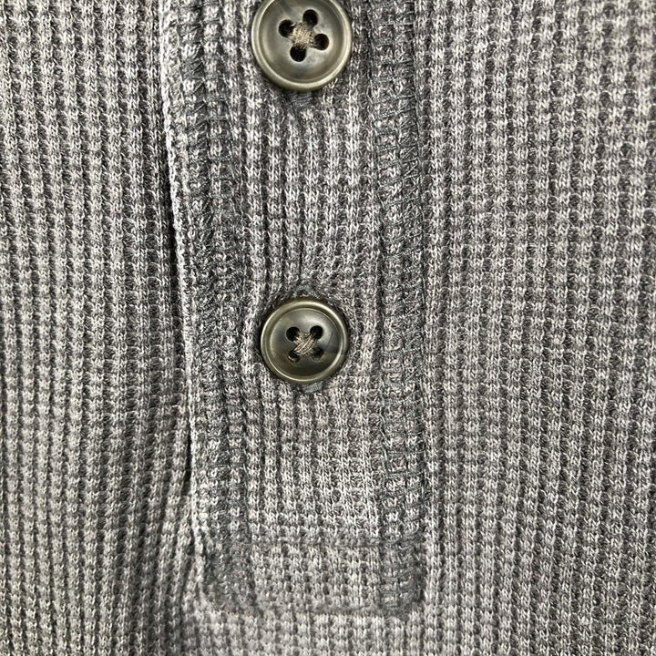 2000'S St. John's Bay Henley Neck Thermal Long-Sleeve T-Shirt (Men's Size L) cotton Charcoal Vintage Second Hand