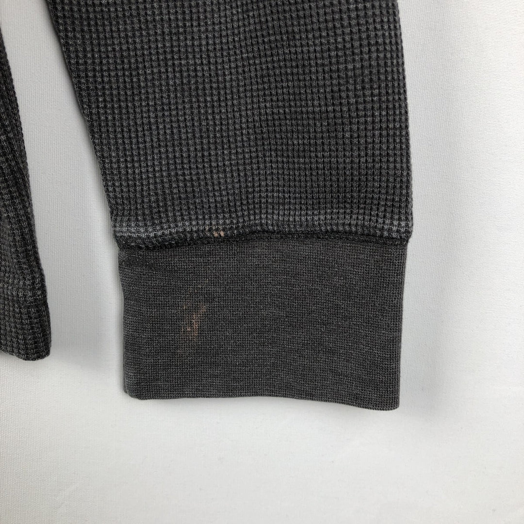 2000'S St. John's Bay Henley Neck Thermal Long-Sleeve T-Shirt (Men's Size L) cotton Charcoal Vintage Second Hand