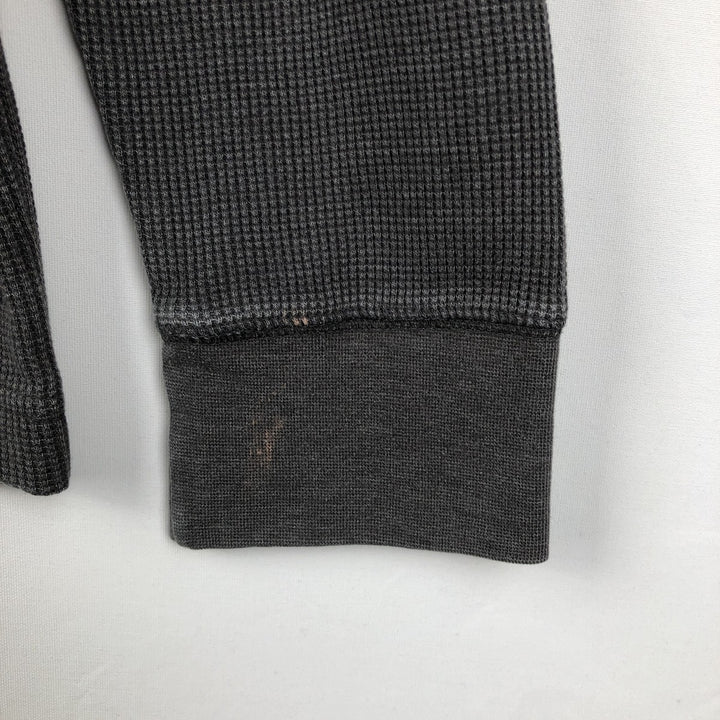 2000'S St. John's Bay Henley Neck Thermal Long-Sleeve T-Shirt (Men's Size L) cotton Charcoal Vintage Second Hand