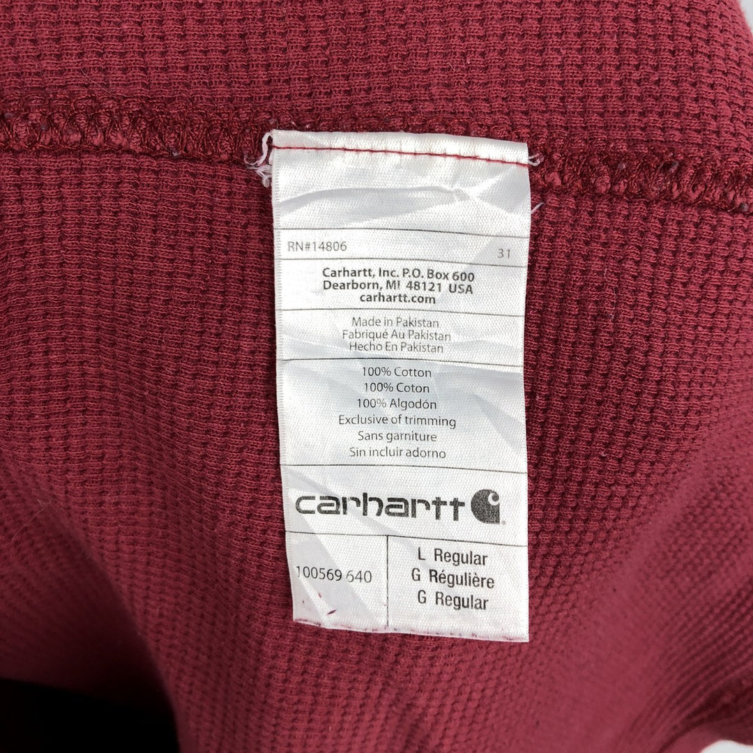 Carhartt Relaxed Fit Thermal Long T-Shirt, Men's Size L cotton red type Vintage Second Hand