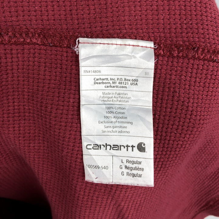 Carhartt Relaxed Fit Thermal Long T-Shirt, Men's Size L cotton red type Vintage Second Hand