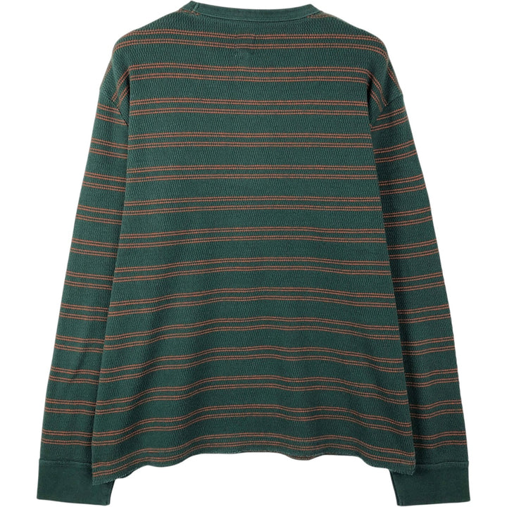 2000'S GAP Border Pattern Thermal Long-Sleeve T-Shirt Honeycomb Men's Size L (approx.) cotton green type Vintage Second Hand